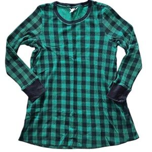 Victoria’s Secret Thermal Sleepshirt Green Black Plaid XL